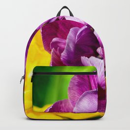 Parrot Tulip Flowers Of Purple And Yellow Colors Backpack