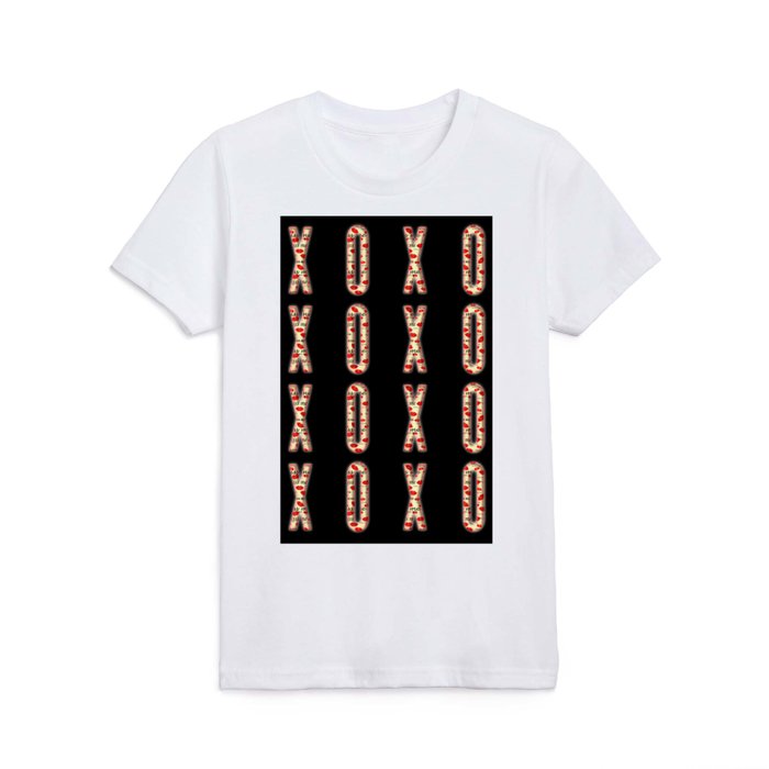 Black XOXO with lipstick kisses I love you motif retro poster / posters for bedroom and home decor Kids T Shirt