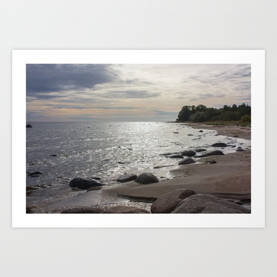 Seascape with stones Art Print