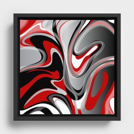 Liquify - Red, Gray, Black, White Framed Canvas