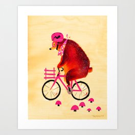 Bear on bike Art Print