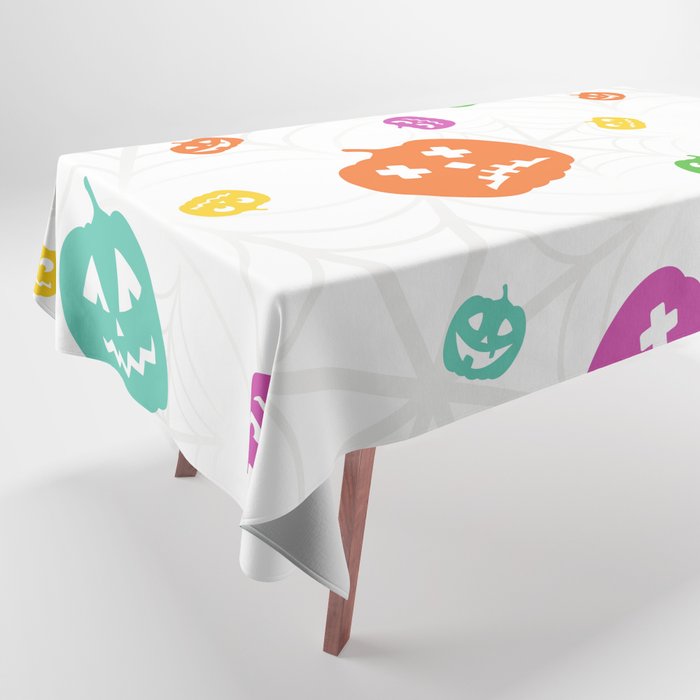 Halloween Pattern with Pumpkins Tablecloth