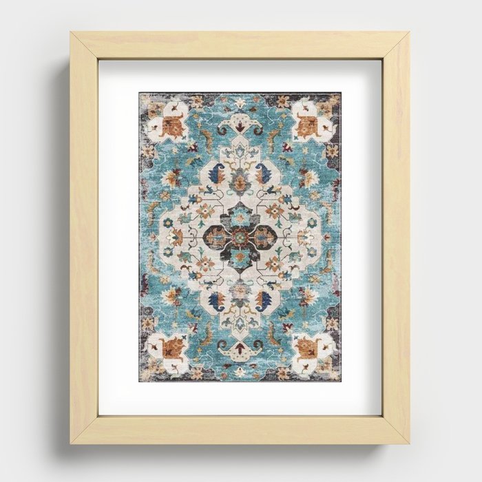 Blue Antique Persian Carpet Recessed Framed Print