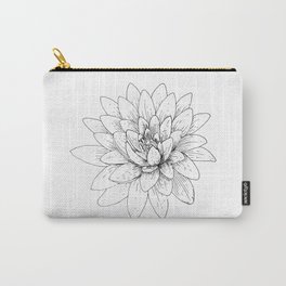 Black and White Lotus Flower Carry-All Pouch
