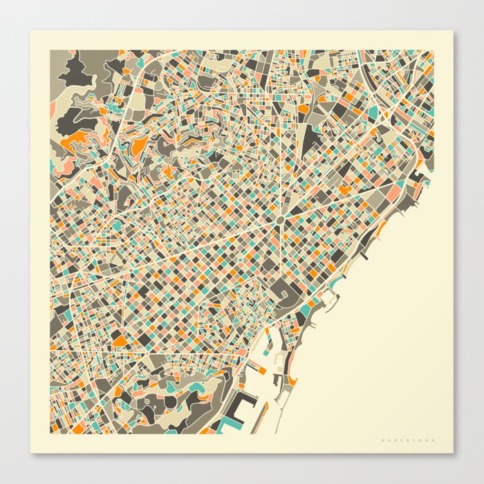 Barcelona Map Canvas Print By Jazzberryblue Society6
