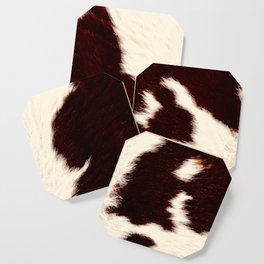 Tan cowhide, brown and white spots Coaster
