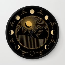 Lunar Phases With Mountains Wall Clock