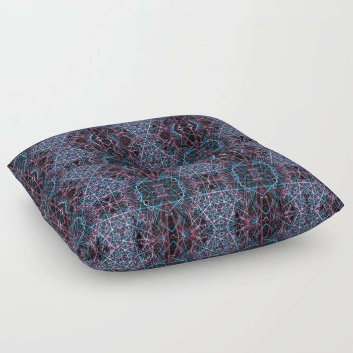 Liquid Light Series 61 ~ Blue & Red Abstract Fractal Pattern Floor Pillow