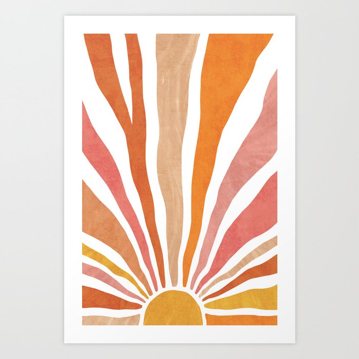 Warm colorful retro sunrise or sunset Art Print