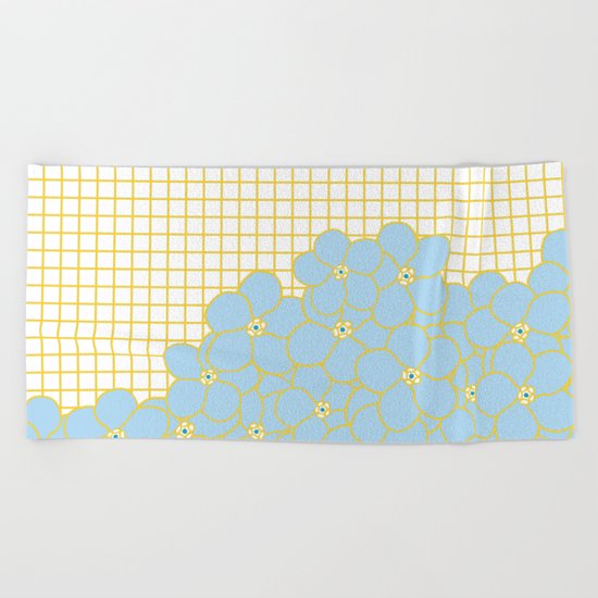Forget Me Knot Gold Grid Beach Towel