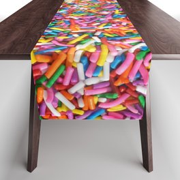 Rainbow Sprinkles Sweet Candy Colorful Table Runner
