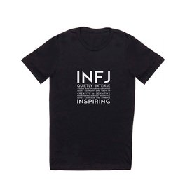 INFJ (black version) T Shirt | Typography, Introvert, Mbti, Digital, Myersbriggs, Graphicdesign, Black And White, Concept, Infj, Personality 