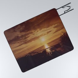 SUNSET AT THE MOUTH OF THE COLUMBIA RIVER BETWEEN ASTORIA OREGON AND THE STATE OF WASHINGTON NARA Picnic Blanket | Pacificnorthwest, Coastal, Vintage, Washingtonstate, Historical, Photograph, Photo 