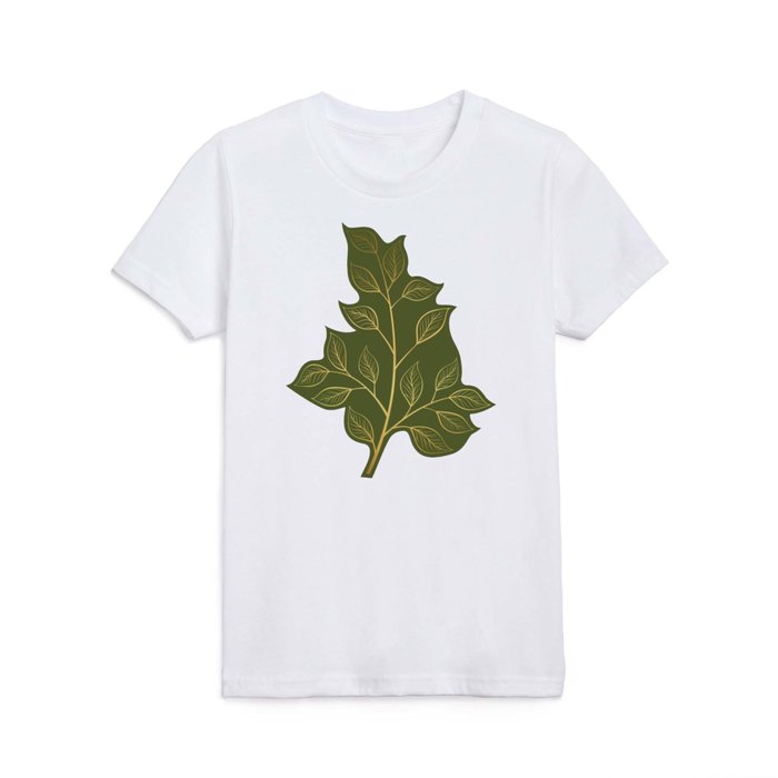 Gold and Olive Green Tree Branch for Fall and Holiday Kids T Shirt
