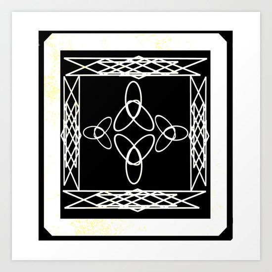 Celtic Deco Black and White Art Print