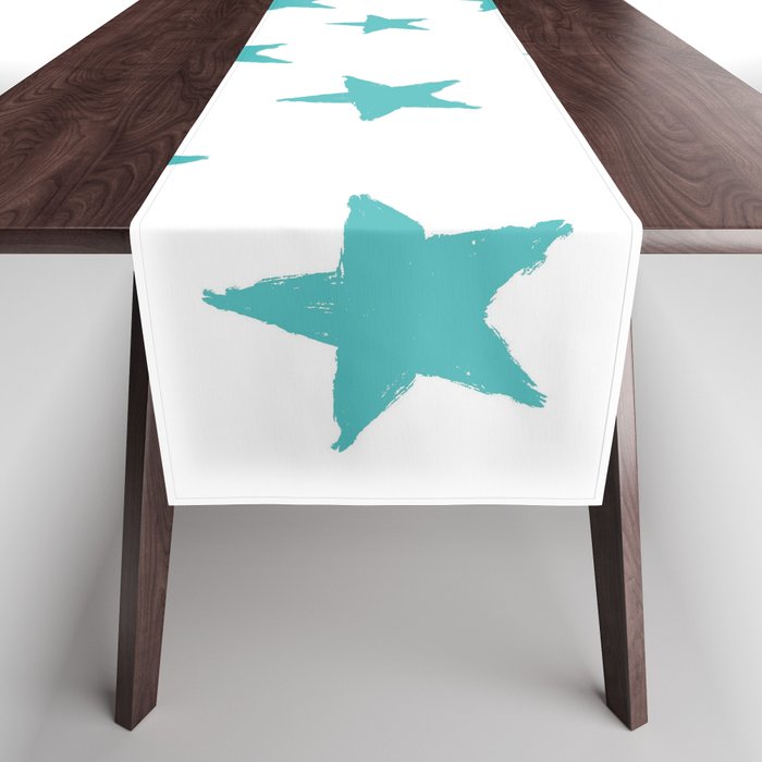 Hand-Drawn Stars (Teal & White Pattern) Table Runner