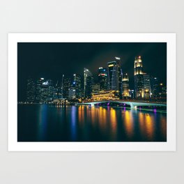 Singapore At Night Art Print