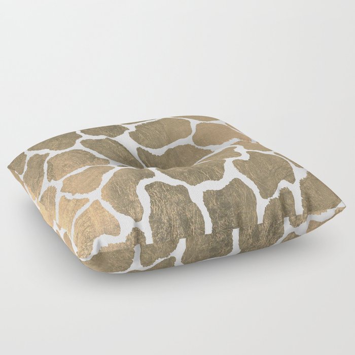 Elegant Hipster Abstract Gold White Giraffe Animal Print Floor Pillow