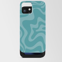 Retro Liquid Swirl Abstract Pattern in Aqua Teal iPhone Card Case