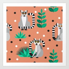 Lemur pattern Art Print
