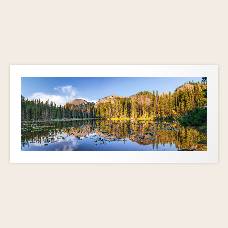 Nymph Lake Rocky Mountain Landscape Colorado Panorama Art Print By Gregoryballosfineart Society6
