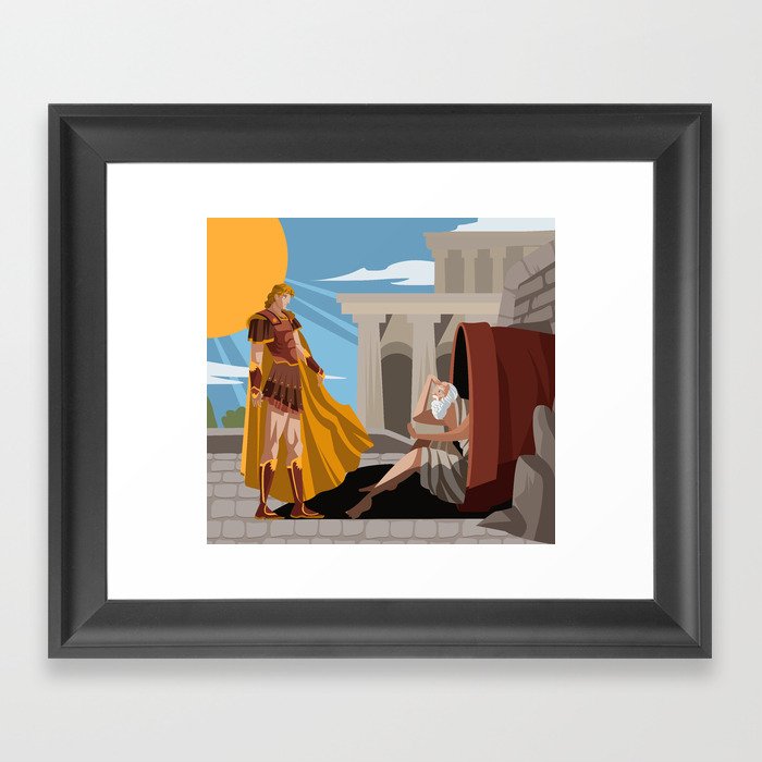 diogenes the cynic greek philosopher and alexander the great Framed Art  Print by delcarmat | Society6