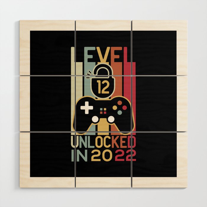 Level 12 unlocked in 2022 gamer 12th birthday gift Wood Wall Art