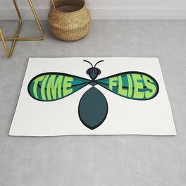 time flies - green fly Rug