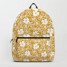 Sakura flower blossoms in mustard yellow and white Backpack