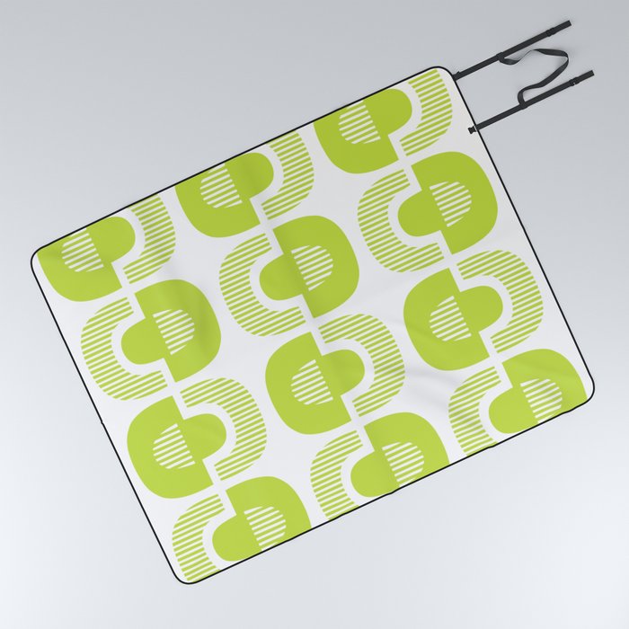 Retro Mid Century Modern Pattern 137 Chartreuse Picnic Blanket