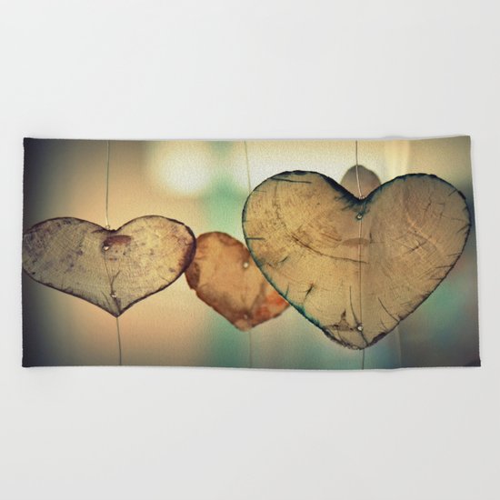 Vintage Boho Chic Bokeh Hearts Wind Chimes Beach Towel