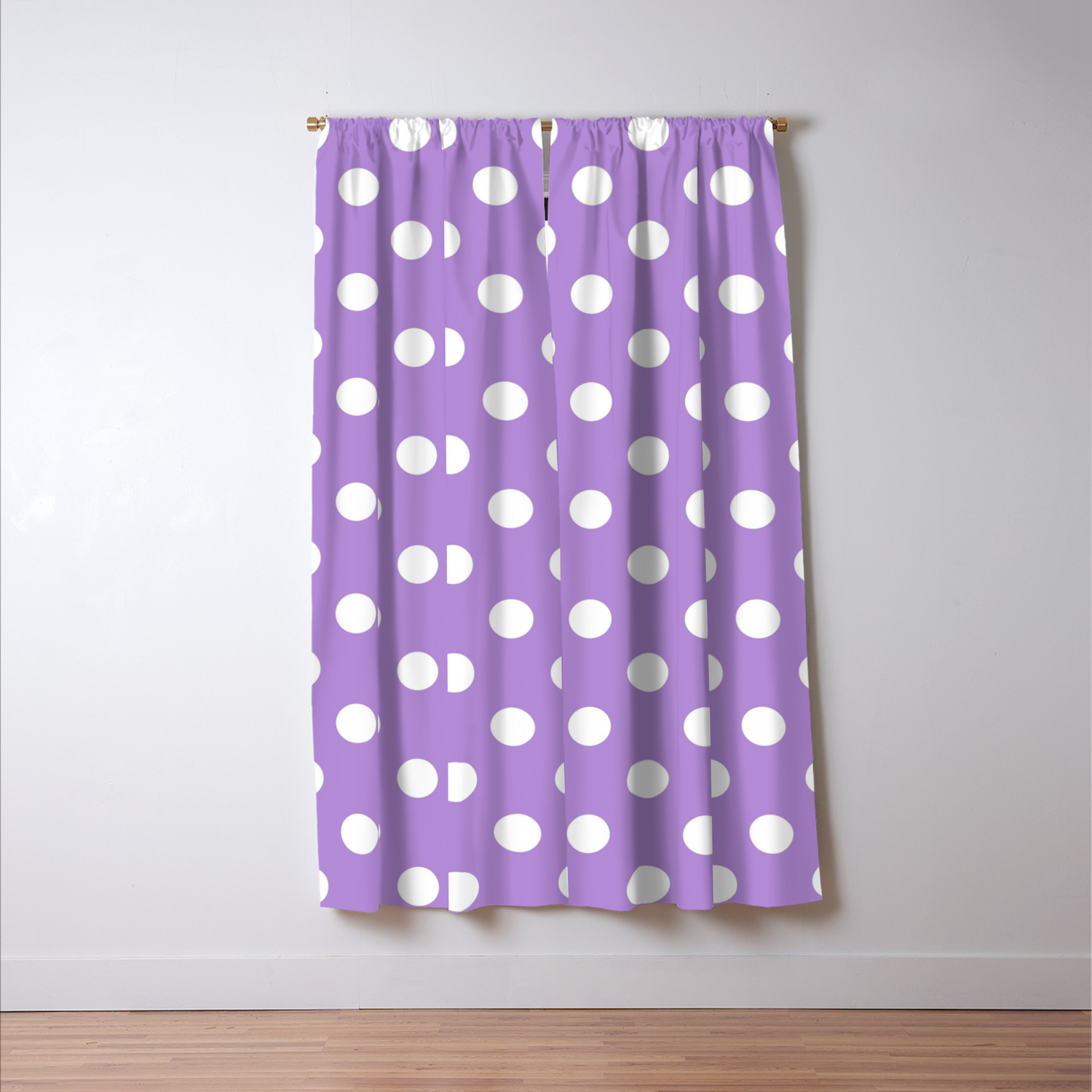 Polka Dots White Lavender Pattern Blackout Curtain By Luxelab