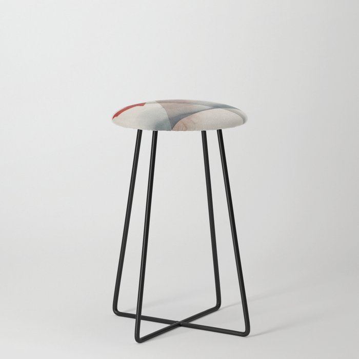 Red Arrow White Abstract Painting Counter Stool