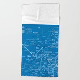 Paris Metro Map - Blue Beach Towel
