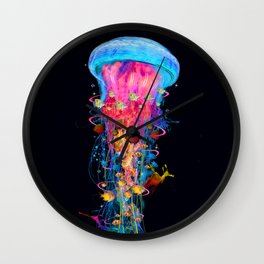 Super Electric Jellyfish Wall Clock | Photo, Sea, Sci-Fi, Jellyfish, Curated, Fantasy, Colorful, Digital Manipulation, Underwater, Under 