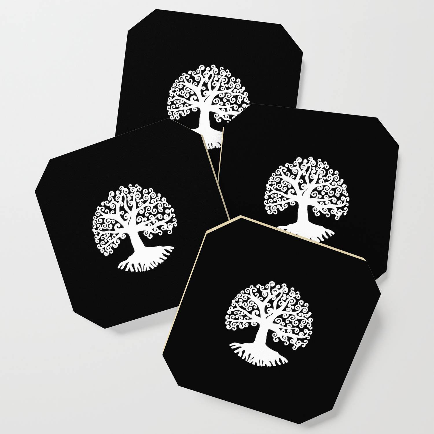 Black And White Abstract Tree Of Life Ii Coaster By Vikkart Society6