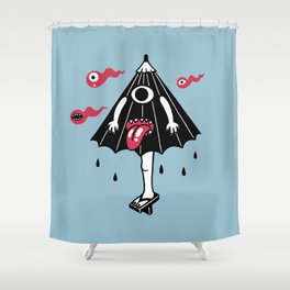 Karakasa Obake and fireballs (Japanese monsters) Shower Curtain