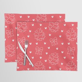Christmas Pattern White Red Heart Tree Placemat