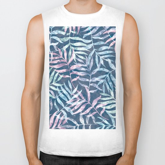Watercolor Tropical Palm Leaves V Biker Tank