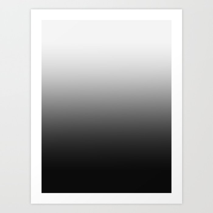 White to Black Horizontal Linear Gradient Art Print