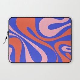 Mod Swirl Retro Abstract Pattern Bright Blue Orange Pink Laptop Sleeve