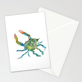 Watercolor Atlantic Blue Crab Stationery Cards