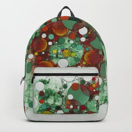 Dark Green Dot Backpack | Orange, Abstract, Contemporary, White, Red, Pisces, Acrylic, Modern, Circles, Of 