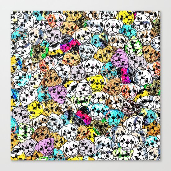 Gemstone Pugs Dogs Canvas Print