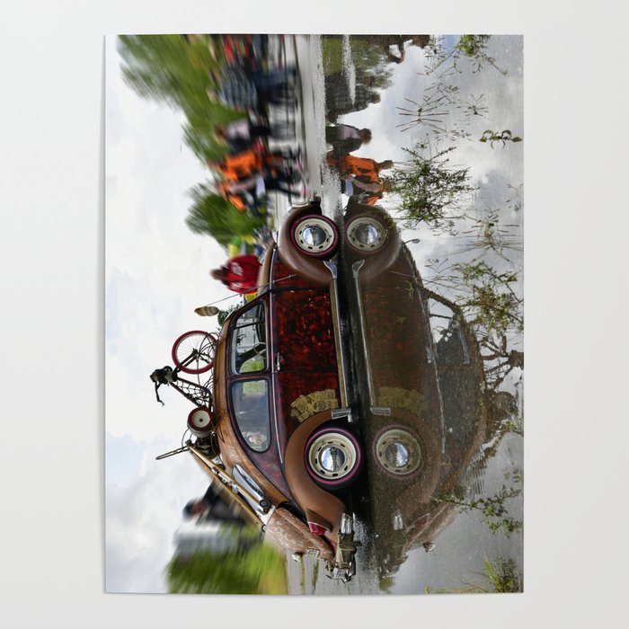 Old Beetle and its reflection  Poster