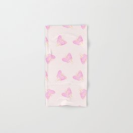 Moth Design- Watercolor Painting-Pink and Yellow Hand & Bath Towel