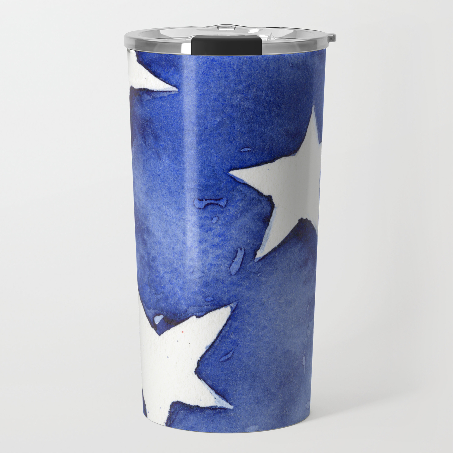 Stars Abstract Blue Watercolor Geometric Painting Travel Mug By