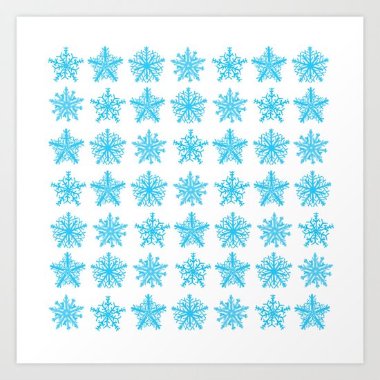 Sky Blue Star Pattern Art Print