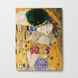 The Kiss by Gustav Klimt Metal Print | Kiss, Oil, Painting, Decoration, Valentine, Love, Valentinesday, People, Couple, Yellow 