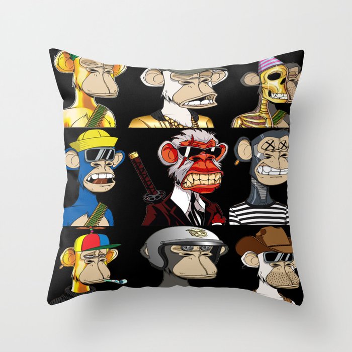 Bored Ape Yacht Club NFT Collection Throw Pillow